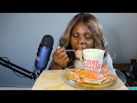 Cup Of Noodles With Crab ASMR eating Sounds
