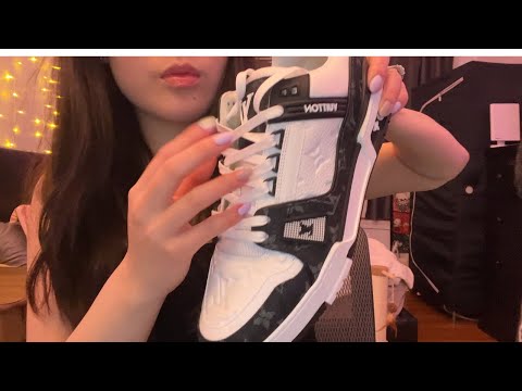 ASMR tapping/scratching on new Louis Vuitton shoes (little bro’s)
