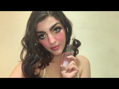 ASMR glass bottle tapping, combing, and brushing 🤍✨