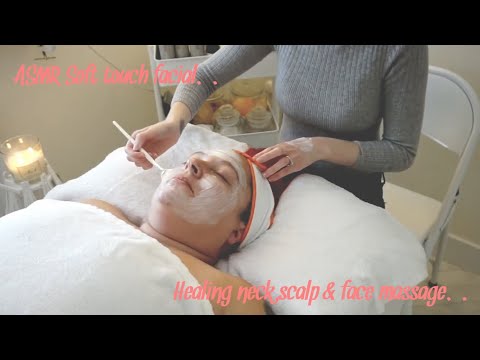 ASMR light touch facial & healing massage | scalp massage, face mask | essential oils (soft spoken)
