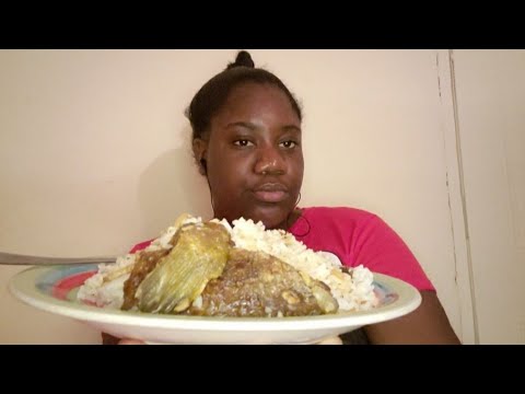 stew fish and rice so delicious spicy and yummy mukbang asmr