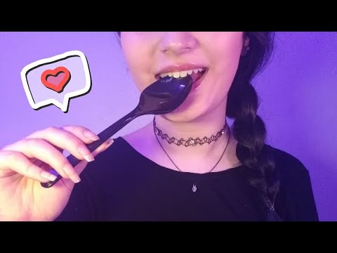 ASMR🌙SPOON NOMS +MOUTH SOUND (Weird but tingly)