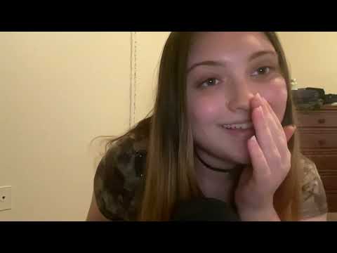 asmr ☆ up close-whispers (word stuttering/repetition, mouth sounds, hand movements)