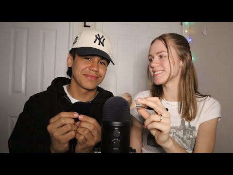 Boyfriend Tries ASMR (hand sounds, inaudible whispering, tapping, sticky sounds, etc...)