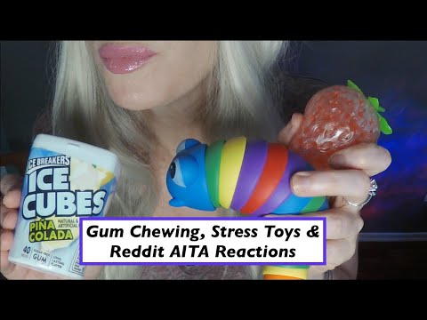 ASMR Gum Chewing AITA Reactions and Stress BaIIs | Whispered