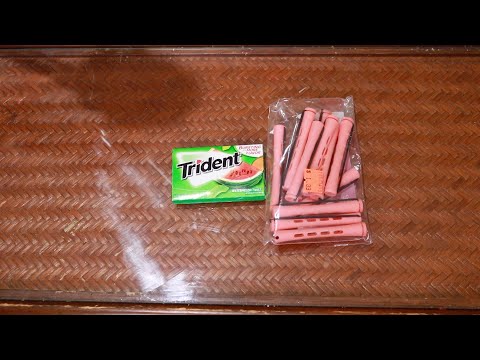 Playing with Hair Rods ASMR Chewing Gum (Trident)