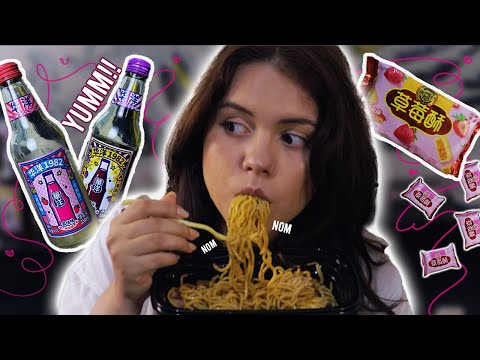 Relaxing Mukbang ASMR with Noodles and Asian Snacks 🍜🍥🍰