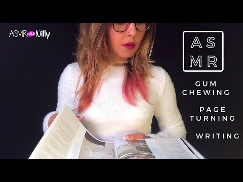 ASMR | Gum Chewing & Page Turning & Writing ASMR