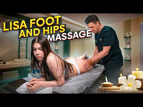 POWERFUL DEEP MODELING THIGHS MASSAGE WITH MASSAGE GUN AND ACUPUNCTURE OF BACK FOR YOUNG GIRL