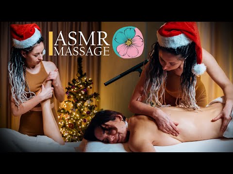 Christmas asmr massage with Anna and Taya | ASMR Full Body massage | xmas edition