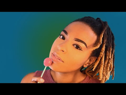 INTENSE ASMR - MOUTH SOUNDS + INAUDIBLE WHISPERS (lollipop + chewing, lip smacking, crunchy sounds)