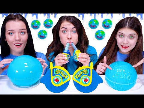 ASMR Eating Only One Color Food for 24 hours Challenge! Blue Food By LiLiBu