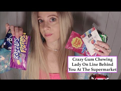 ASMR Crazy Gum Chewing Lady is Behind You At Supermarket | Crinkle Jacket