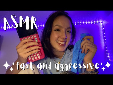 ASMR FAST AND AGGRESSIVE (tapping, mic scratching, button sounds, glove sounds, hand sounds, fabric)