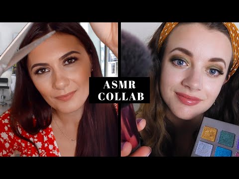 ASMR Hair & Makeup RP - Collab With ASMR Bee! (personal attention, brushing, whispering, scissors)