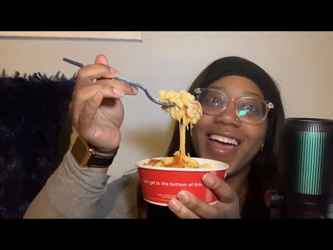 ASMR | Eating Mac and Cheese from Chick-fil-A | With Birthday Brownies