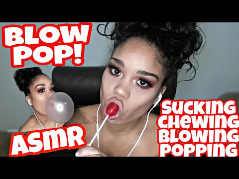 Blow pop lolly pop Asmr/Blowing bubbles .