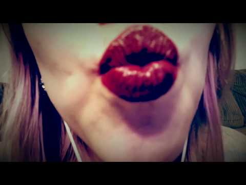 ASMR red lipstick kissing video 💋