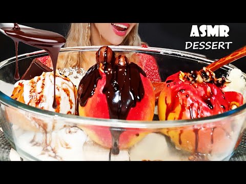 ASMR Baked Apples (Chocolate, Honey) Sticky eating sounds | DESSERTS MUKBANG | Oli ASMR