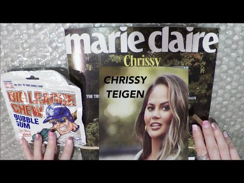 ASMR Gum Chewing, Magazine Flip Through | Chrissy Teigen | Tingly Whisper