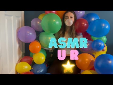 ASMR Making Balloon Arch while Blowing, Snapping and Popping Bubblegum | No Talking
