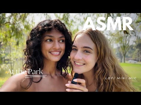 My Friend Tries ASMR At The Park (LOFI mini mic, tattoo tracing, hair play, soft spoken, whispers)