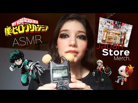 ASMR / TAPPING + SCRATCHING + WHISPERING / On my Hero Academia collection with my Tascam ♥