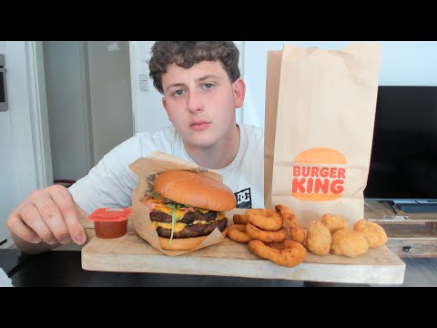 ASMR Eating Burger King { Onion Rings, Chili Nuggets & WHISKEY MASTER DOUBLE BURGER }