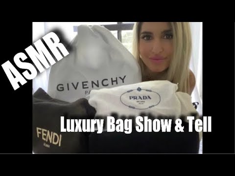 ASMR Luxury Handbag / Purse Collection Show and Tell (Whispered, Tapping, Leather, Fabric, Crinkles)