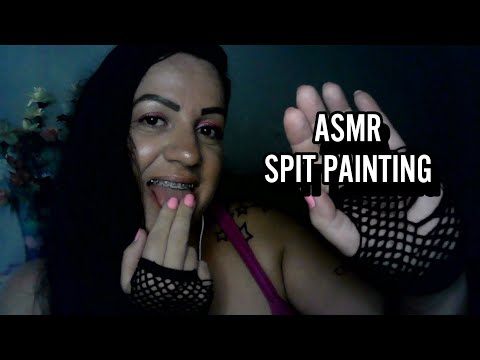 ASMR-SPIT PAINTING (BANHO DE GATO) #asmr #rumo10k #spitpainting