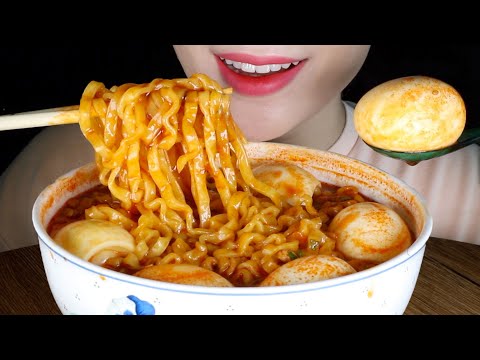 ASMR Celebrating Soupy Fire Noodles Re-release in Korea | Soft Boiled Eggs | Eating Sounds Mukbang