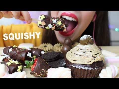 ASMR CHOCOLATE MARSHMALLOWS & MONT BLANC Cup Cake (Eating Sounds) No Talking