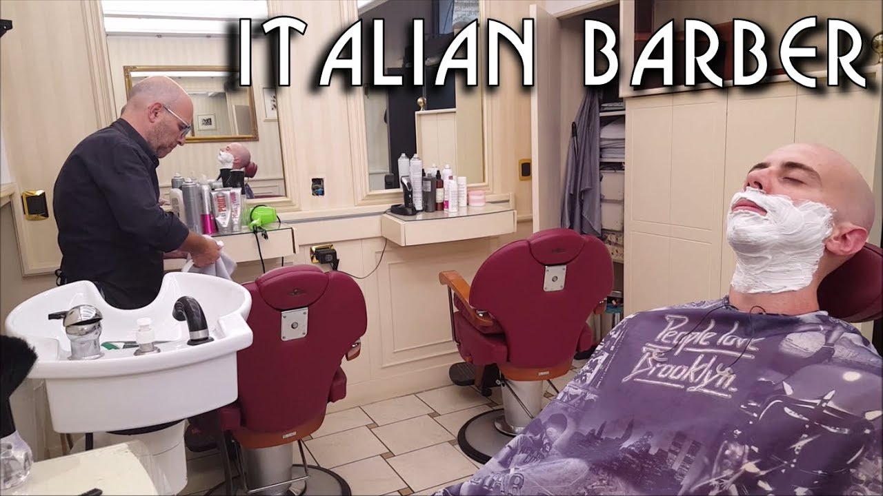 💈 Italian barber -  Head and Face Shave (Shampoo, Ears Hair Eyebrows trimming) - ASMR no talking
