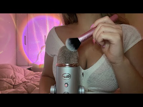 ASMR Brushing your face and the mic 🎤 ✨