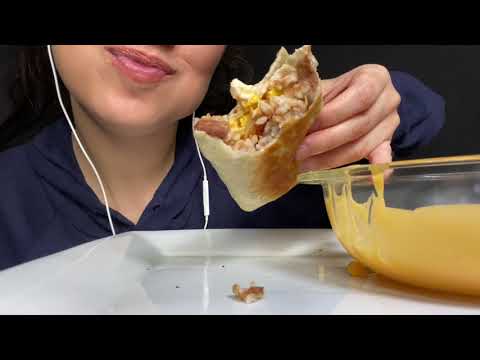 ASMR|Eating Chicken Burrito|Cheese Sauce|Eating Sounds