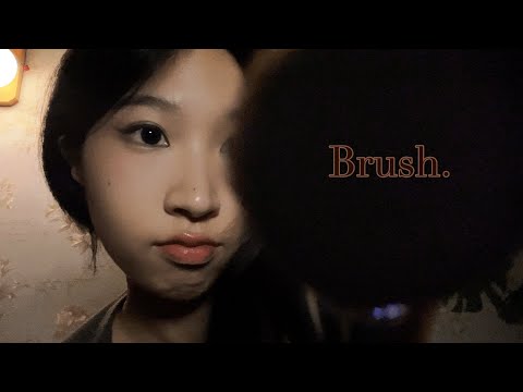 ASMR Brushing you to sleep with gentle blowing ( layered sounds)