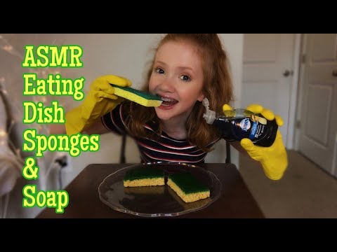[ASMR] Eating Dish Sponges & Dish Soap 🧼  🧽  (100% EDIBLE/FAKE PRODUCTS USED )