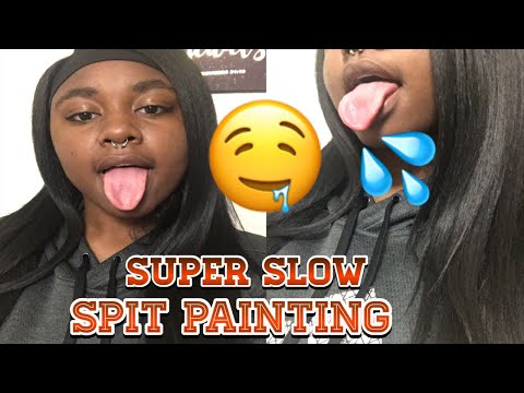 ASMR Super Slow Spit Painting 💦🤤 (For people who like slow mouth sounds 👄) #asmr #spitpainting