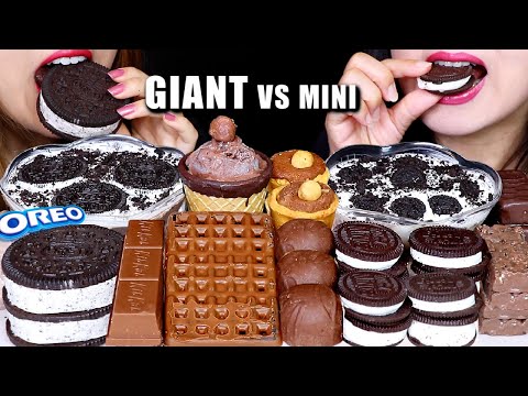 ASMR GIANT VS MINI DESSERT (BIG KITKAT, OREO ICE CREAM, BLACK THUNDER, CHOCO BROWNIE, MOUSSE CAKE 먹방