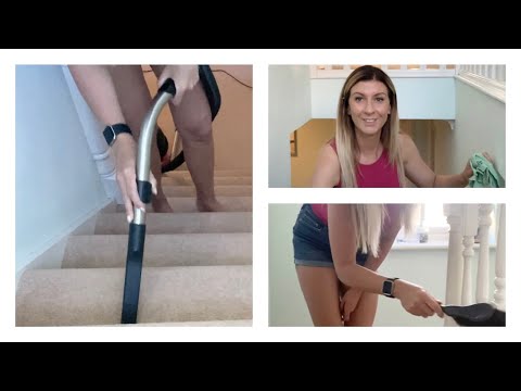 Housewife Chores - Sweeping, Vacuuming and Dusting My Stair Way - ASMR Sweeping Carpet Sounds