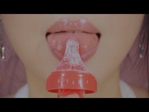 [ASMR] Big Bottle Pop Eating Sounds (Delicate) l 가루 사탕 이팅사운드 l 粉キャンディーを食べる(口音と舌音)
