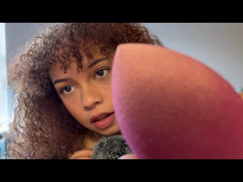 ASMR fast & aggressive makeup application 💋 (mouth sounds, hand movements, mic triggers)