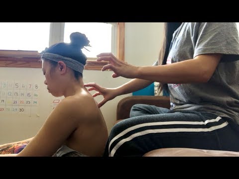 ASMR Soothing Back Scratching, TRACING UP THE NAPE + Tension Relieving Neck Massage w. MY FOREARMS!