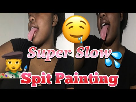 ASMR Super Slow Spit Painting 👅💦 (slow mouth sounds 🫦) #asmr
