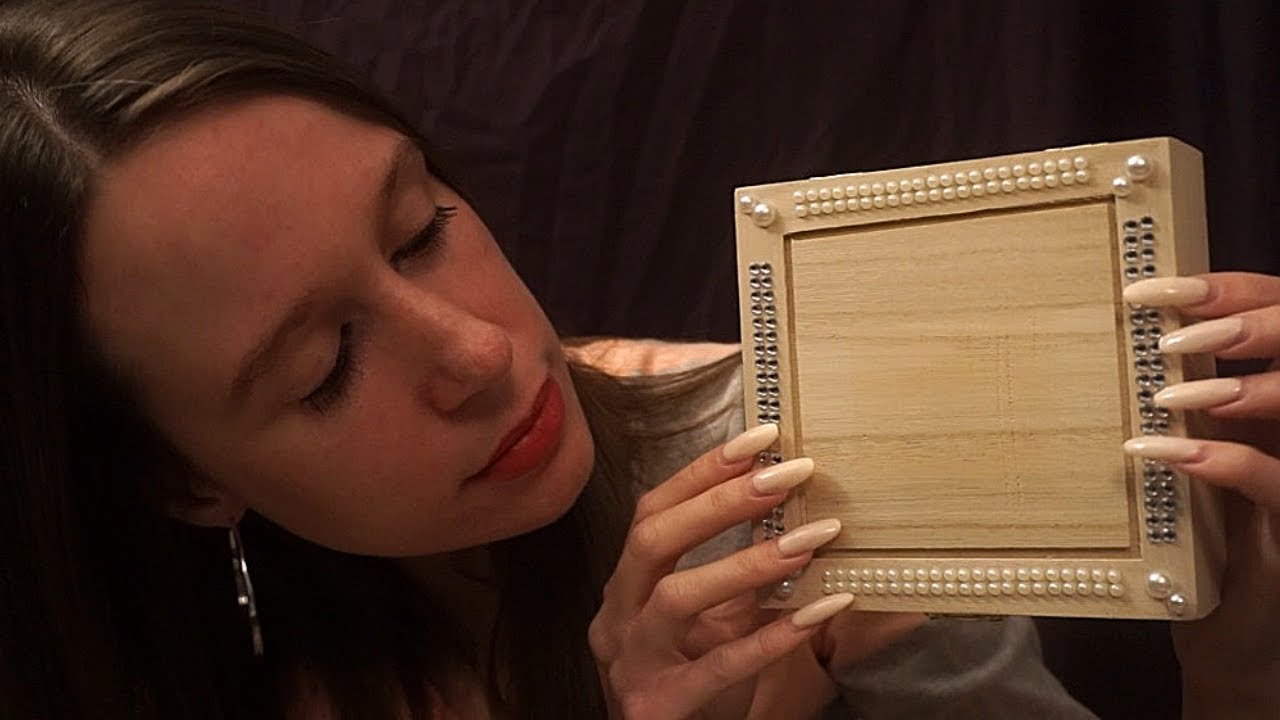 ASMR Scratching & Tapping on Wooden Box [with Rhinestones]