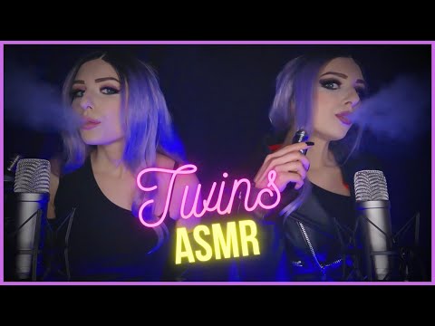 ASMR TWINS | VAPING CLOUDS and KISSES with leather jacket and leather gloves. (No Talking)