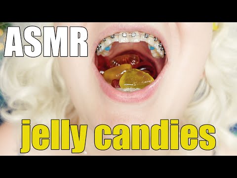 ASMR video - eating in BRACES jelly candy