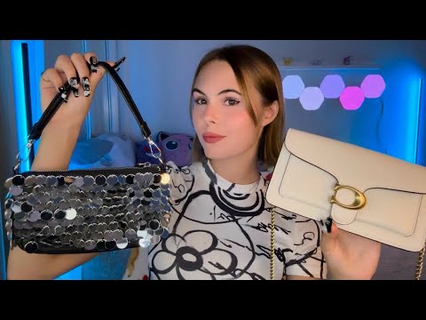 ASMR | Showing you my Bag Collection 👜🤍 (tapping, scratching, whisper rambles…)