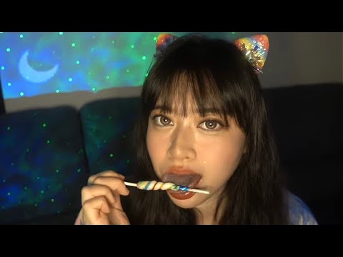 【ASMR】Twisted Unicorn Lollipop Eating/Mouth Sounds