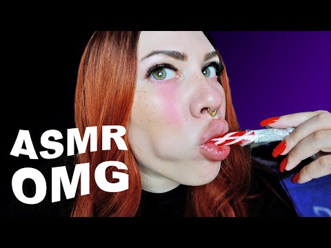 ASMR Licking lollipop with  mouth and teeth sounds